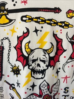 Netflix STRANGER THINGS Cream Short Sleeve Tee with Red & Black Graphic